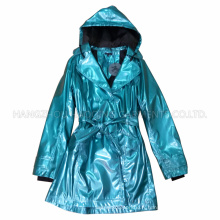 PU bleu imperméable à capuchon pour adulte